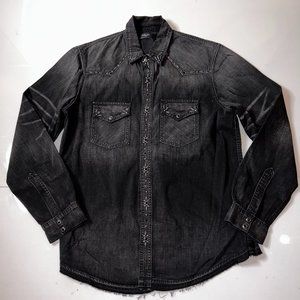 AMIRI MENS WESTERN DENIM SHIRT, BUTTON DOWN, SIZE L, NEVER WORN